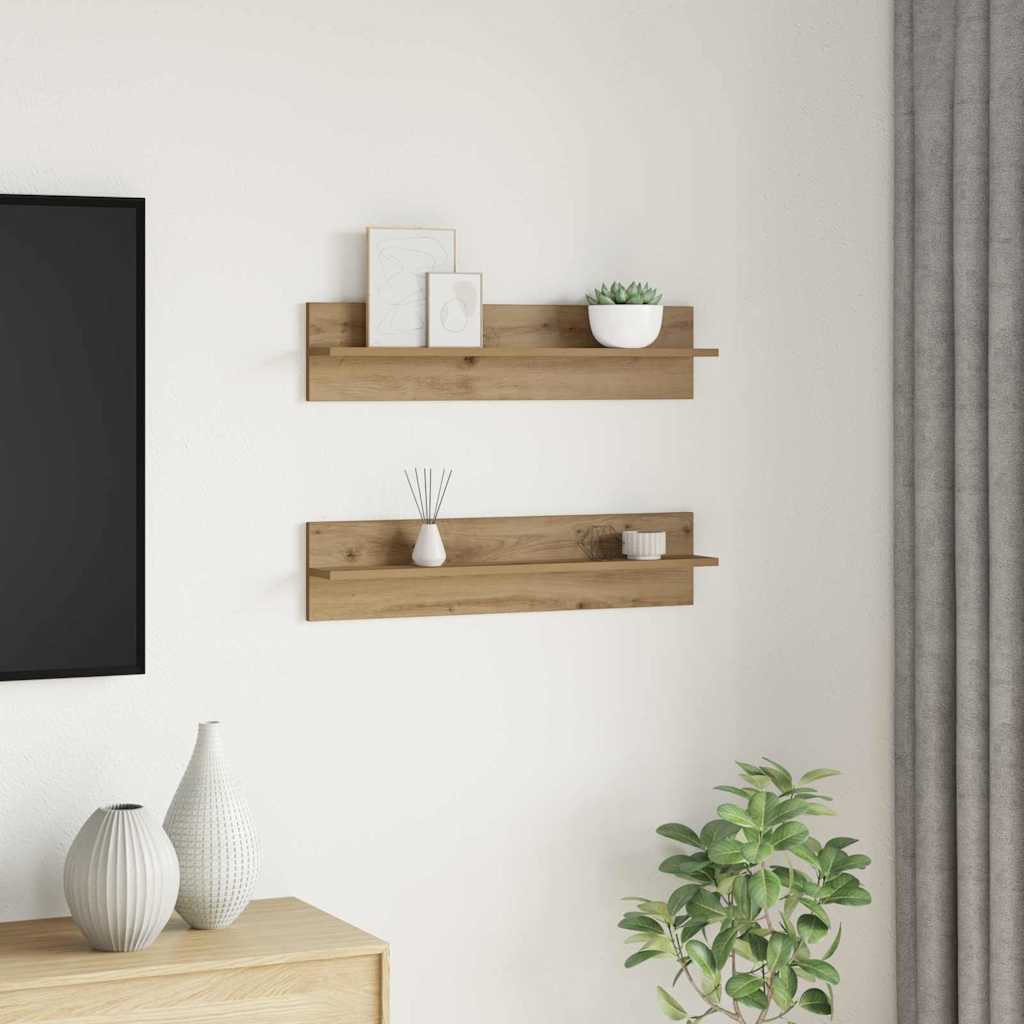 Wall Shelf 2 pcs Artisan Oak 80 x 11.5 x 18 cm Engineered Wood