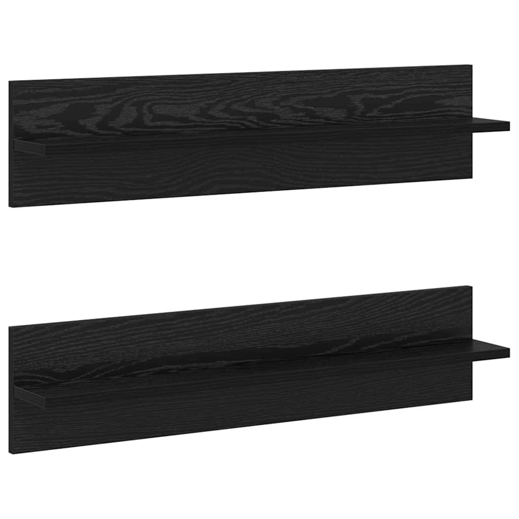 Wall Shelf 2 pcs Black Oak 80 x 11.5 x 18 cm Engineered Wood