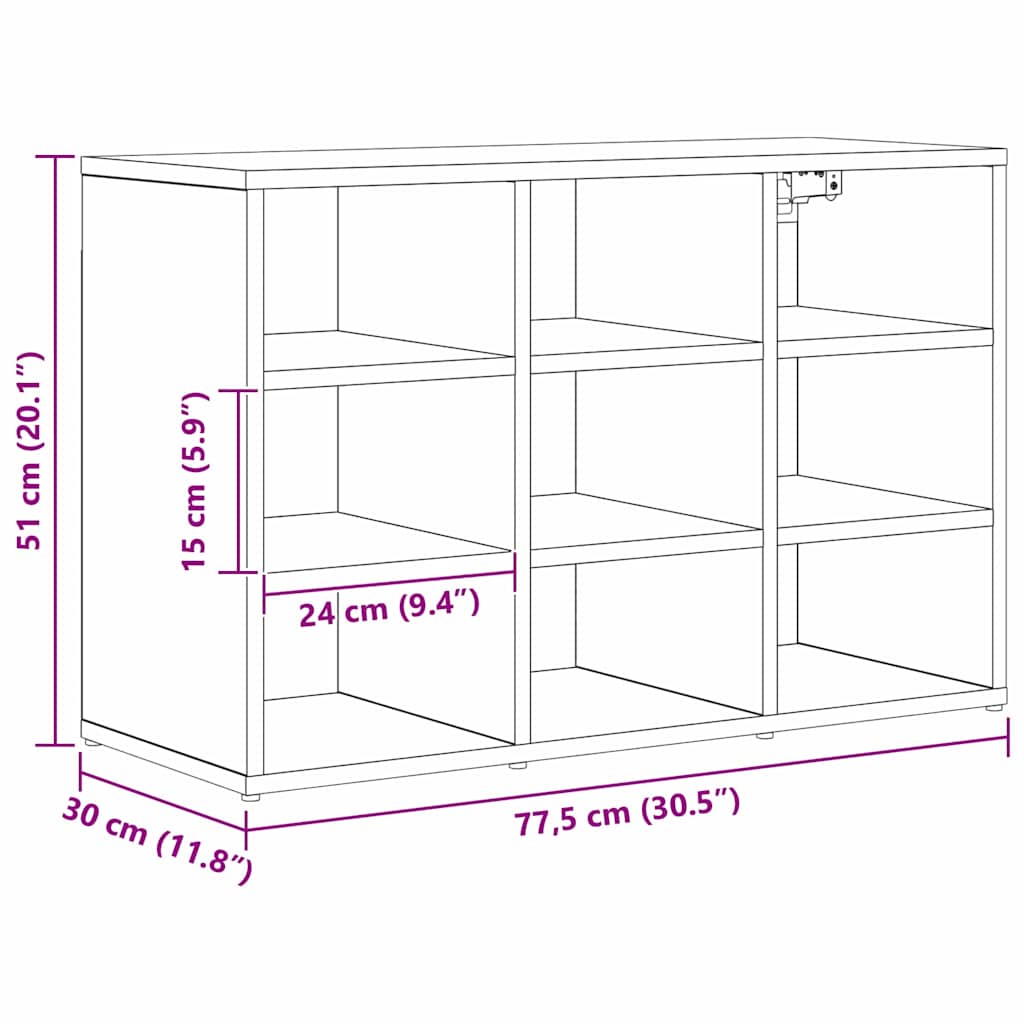 Shoe Cabinet 77.5 x 30 x 51 cm Engineered Wood Black Oak