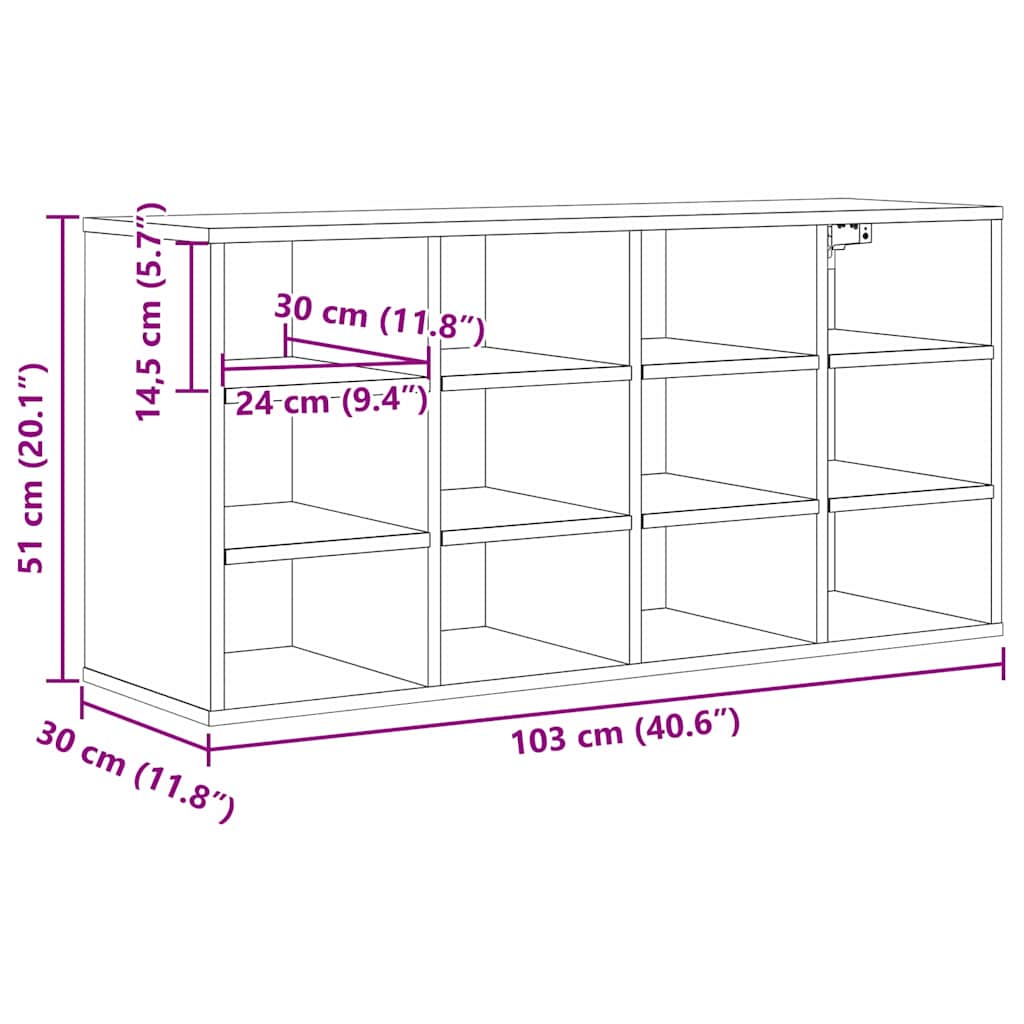 Shoe Cabinet 103 x 30 x 51 cm Engineered Wood Black Oak