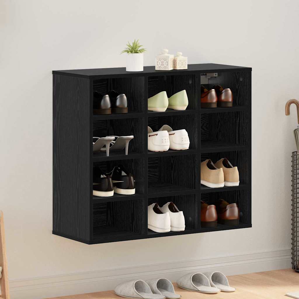 Shoe Cabinet 77.5 x 30 x 67 cm Engineered Wood Black Oak
