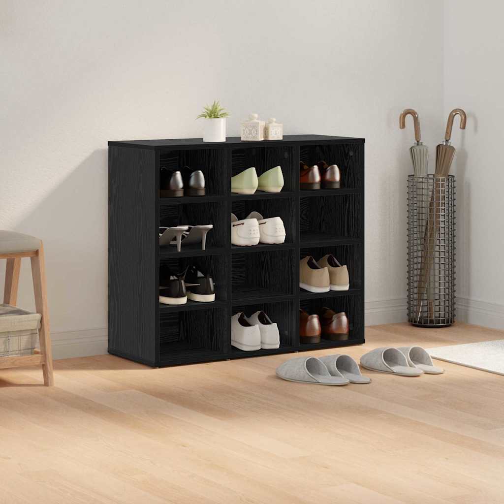 Shoe Cabinet 77.5 x 30 x 67 cm Engineered Wood Black Oak