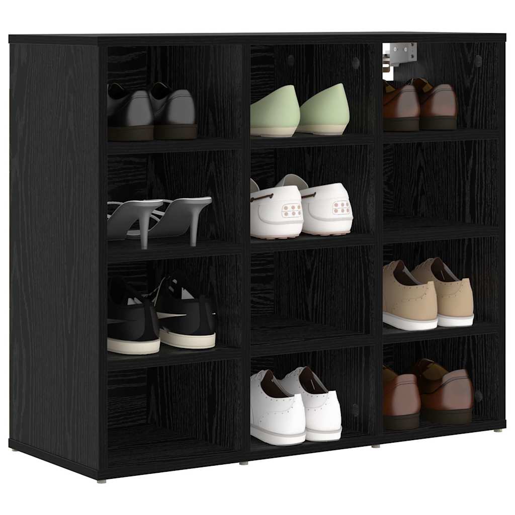 Shoe Cabinet 77.5 x 30 x 67 cm Engineered Wood Black Oak