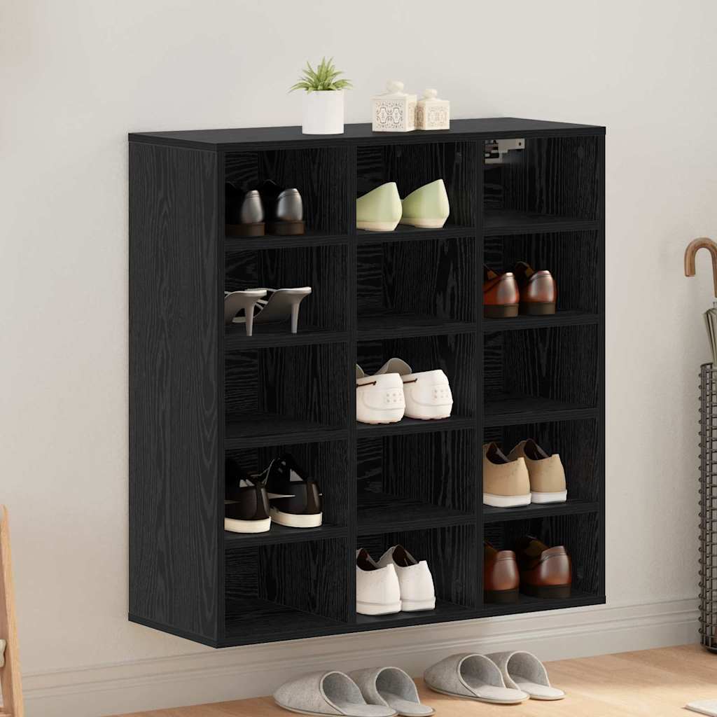 Shoe Cabinet 77.5 x 30 x 83.5 cm Engineered Wood Black Oak
