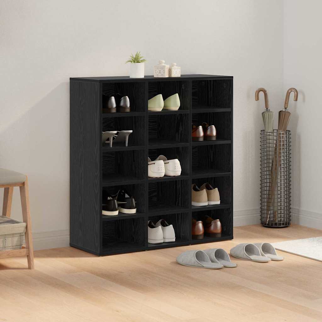 Shoe Cabinet 77.5 x 30 x 83.5 cm Engineered Wood Black Oak