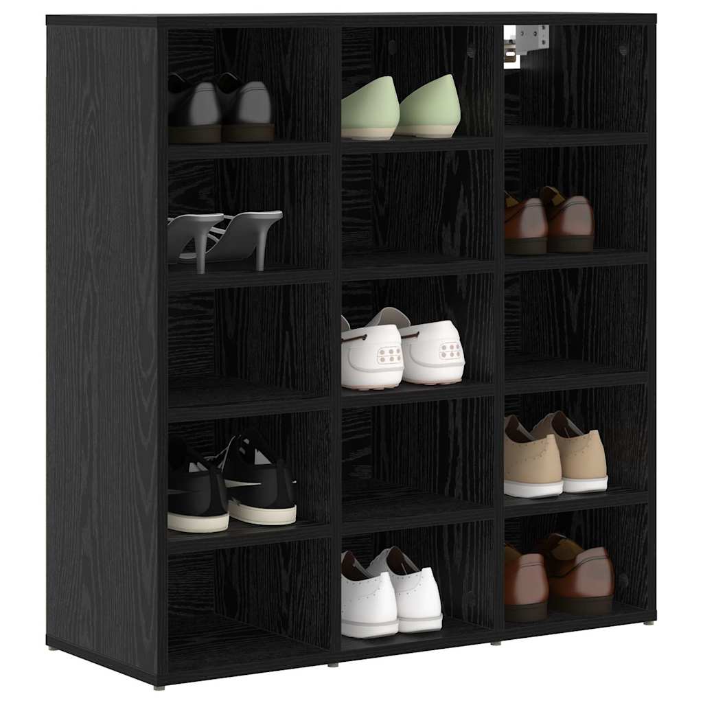 Shoe Cabinet 77.5 x 30 x 83.5 cm Engineered Wood Black Oak