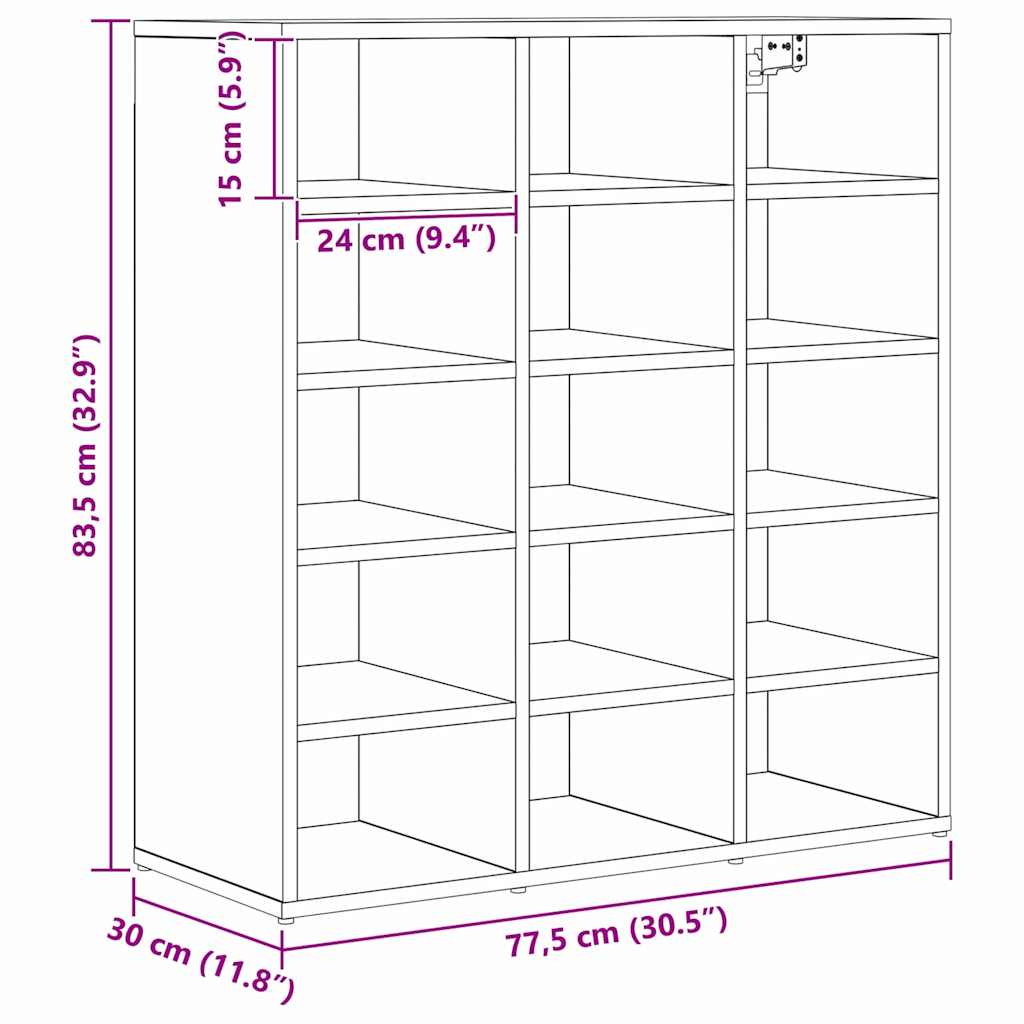 Shoe Cabinet 77.5 x 30 x 83.5 cm Engineered Wood Black Oak