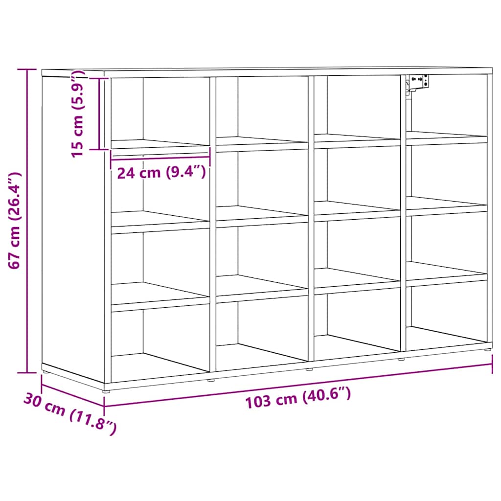 Shoe Cabinet 103 x 30 x 67 cm Engineered Wood Black Oak