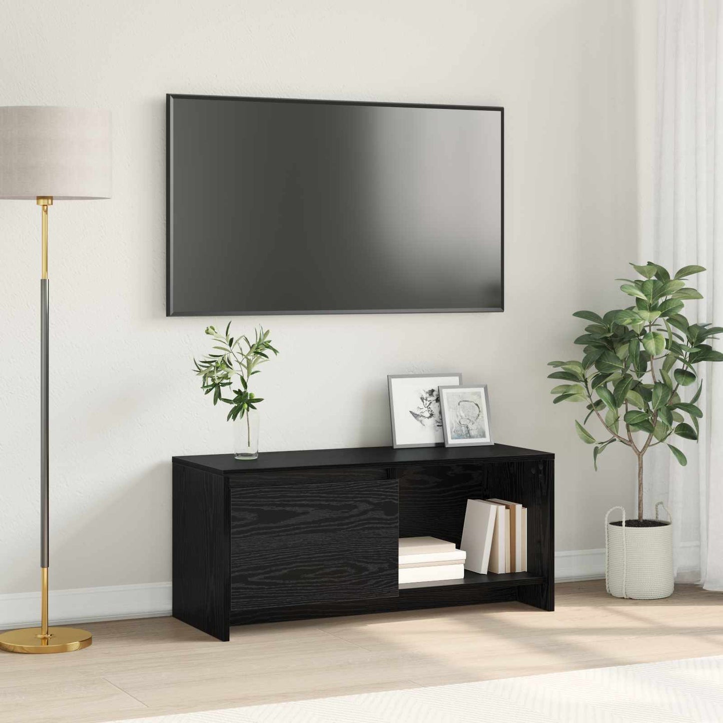 TV Cabinet Set 90 x 35 x 40 cm Black Oak Engineered Wood
