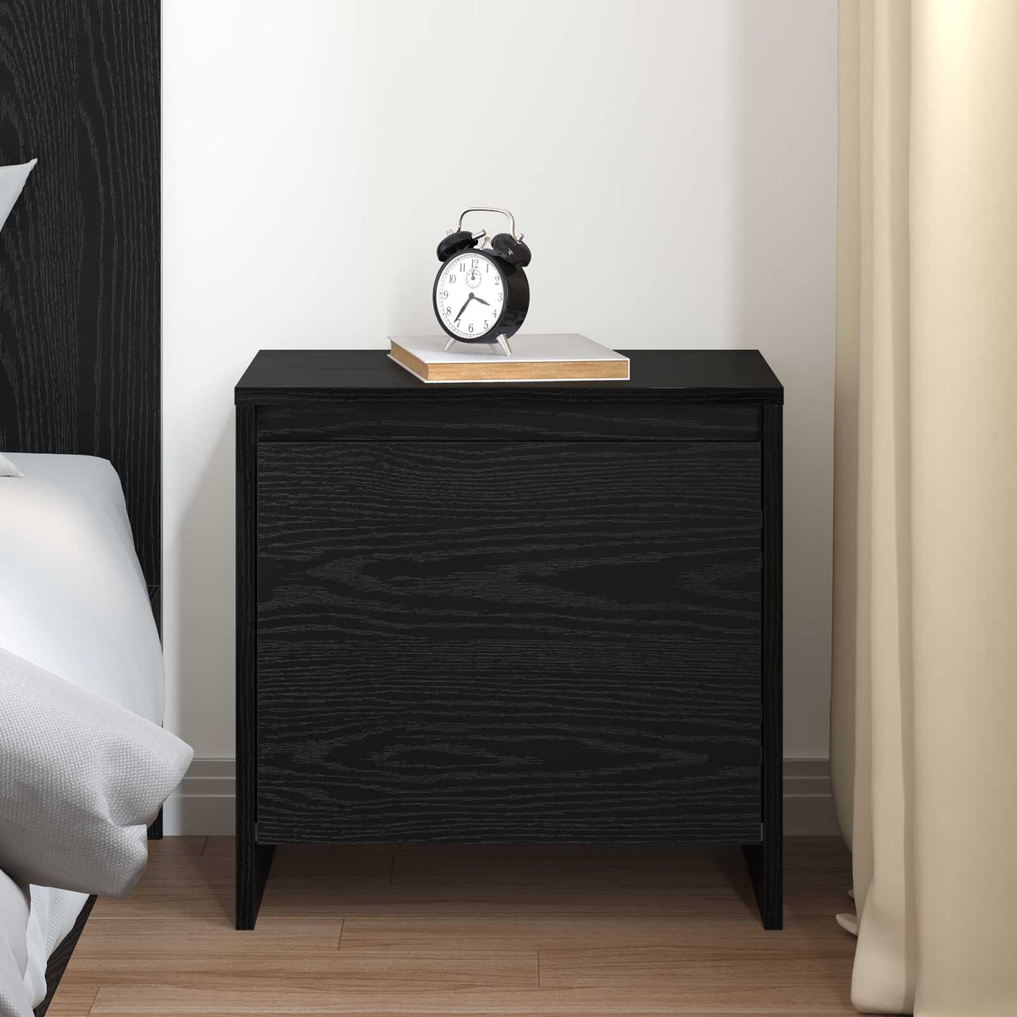 Bedside Cabinet Black Oak 45 x 34 x 44.5 cm Engineered Wood
