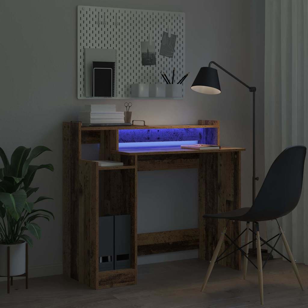 Desk with Shelf Old Wood 97 x 45 x 90 cm Engineered Wood