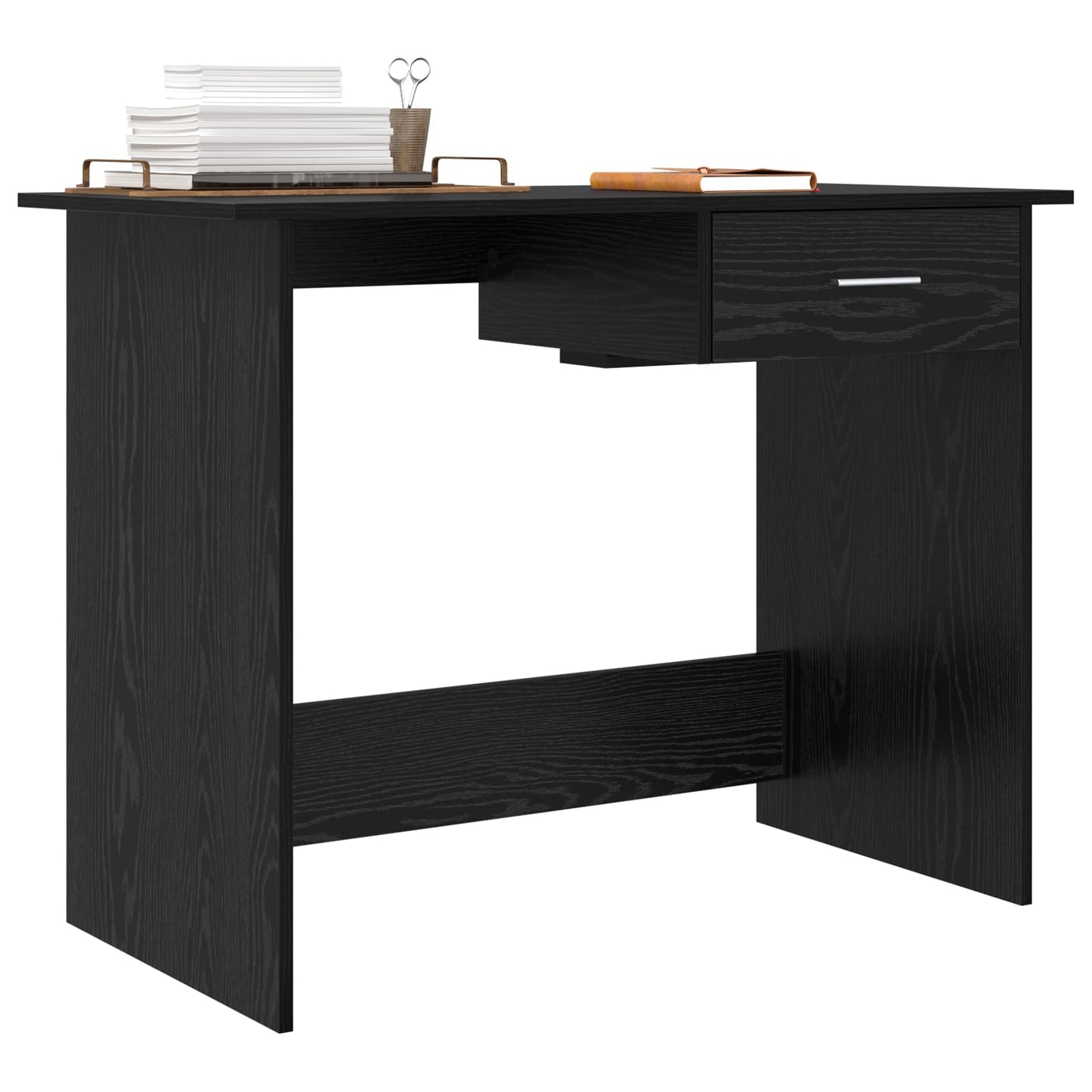 Desk Black Oak 100 x 50 x 76 cm Engineered Wood