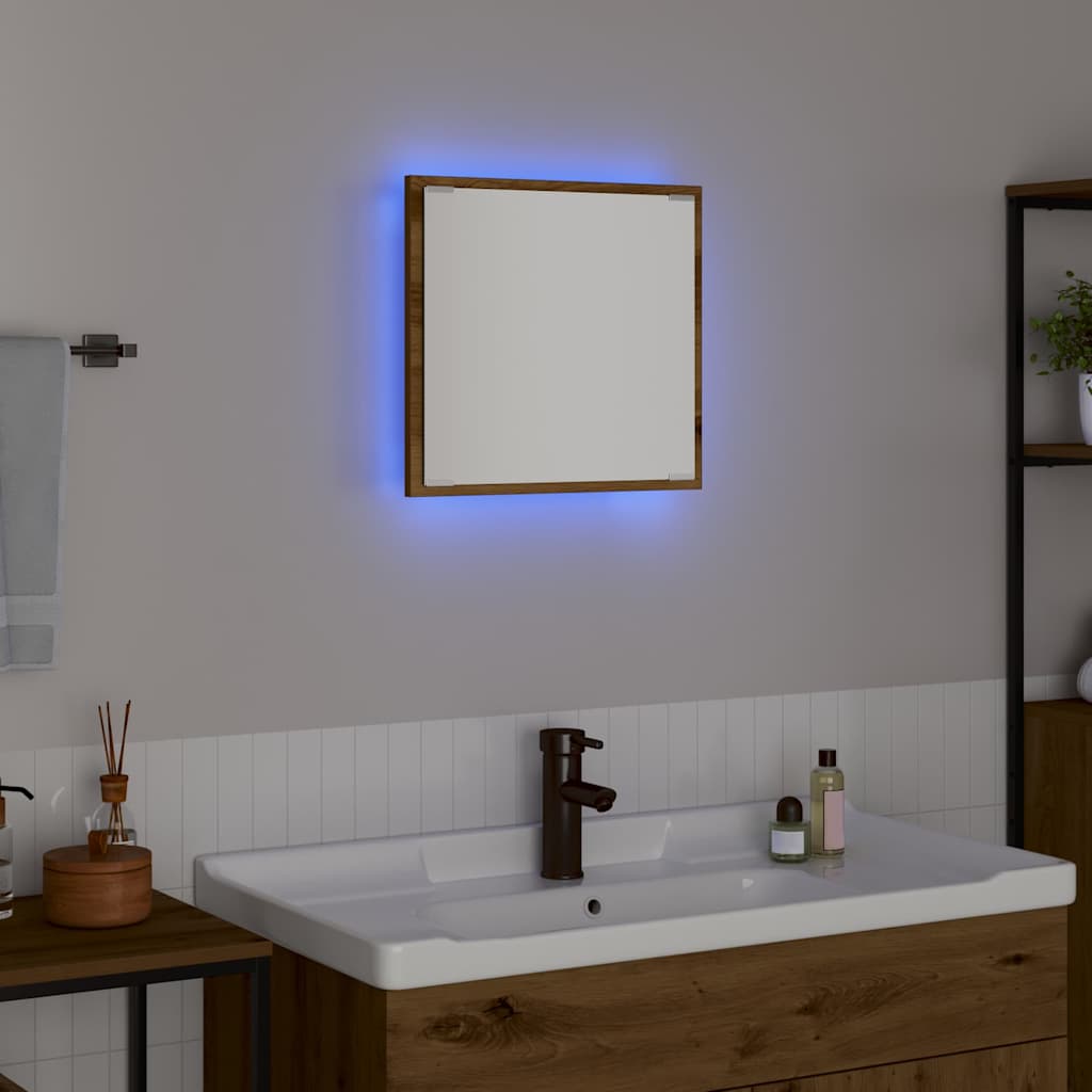 LED Bathroom Mirror Artisan Oak 40 x 37 x 8.5 cm