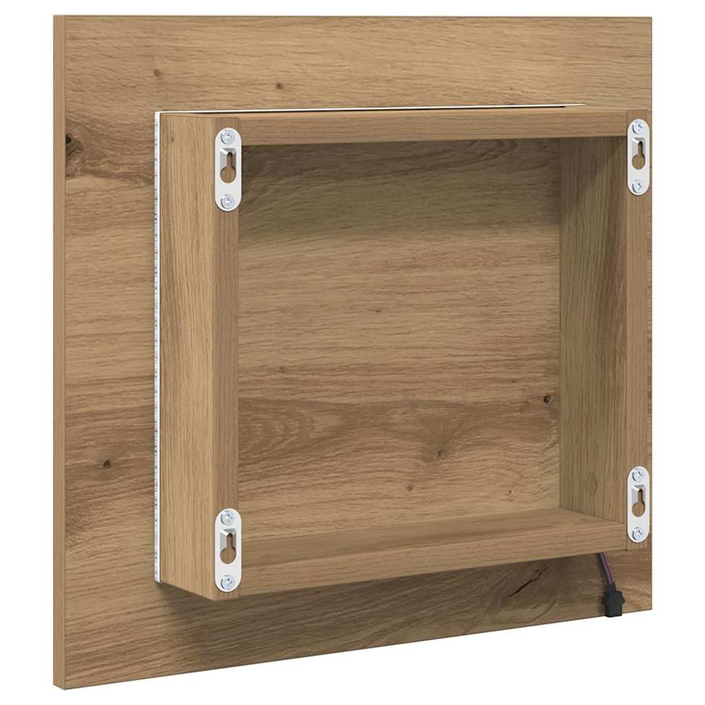 vidaXL LED Bathroom Mirror Wall-mounted Artisan oak 40 x 8.5 x 37 cm