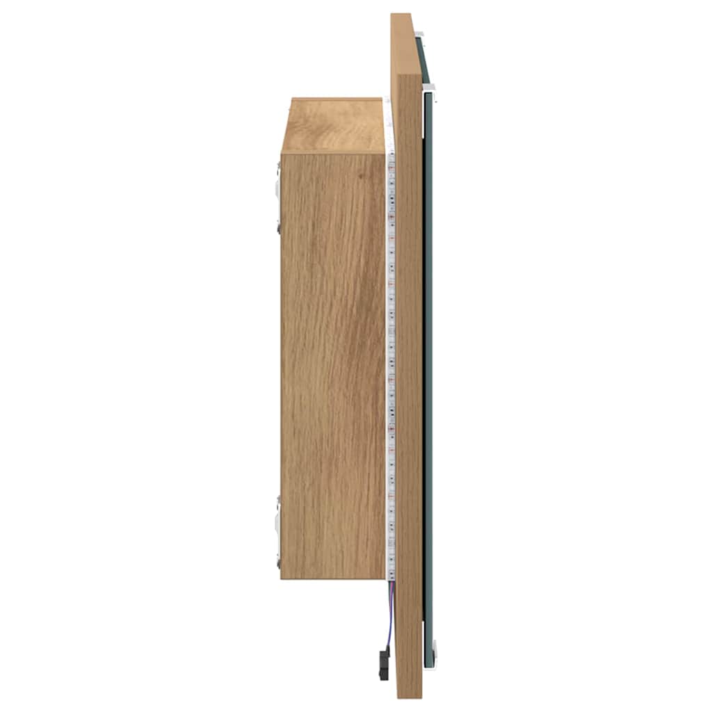 LED Bathroom Mirror Artisan Oak 40 x 37 x 8.5 cm