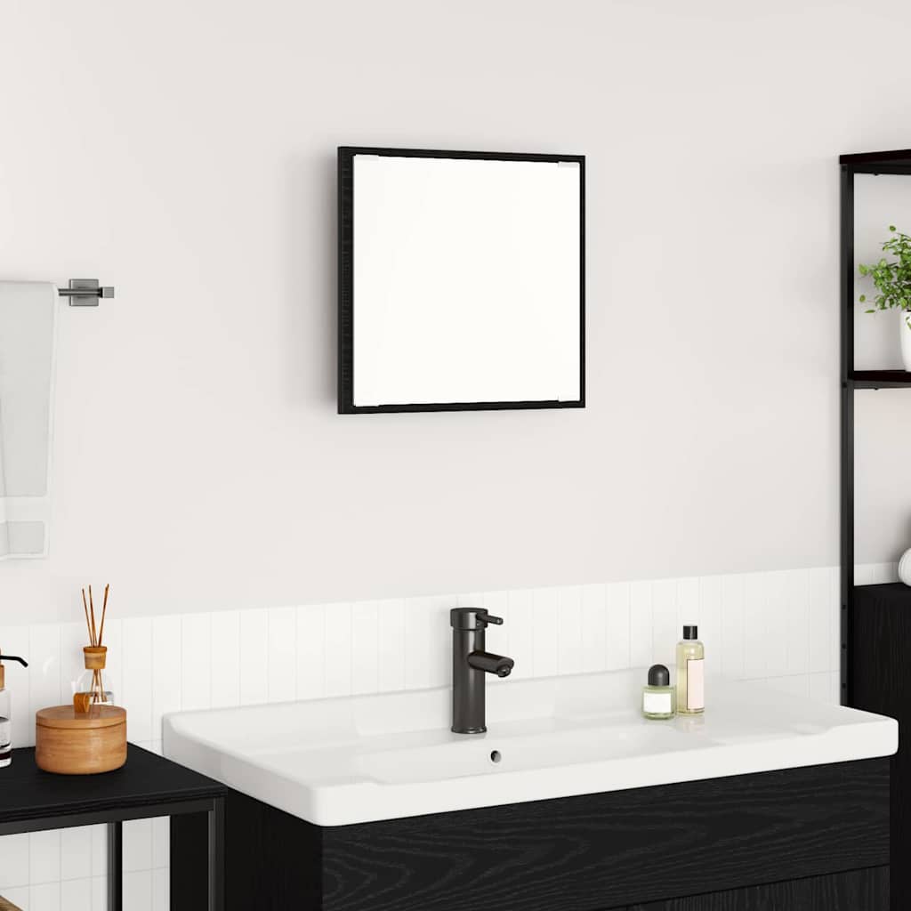 vidaXL LED Bathroom Mirror Black oak 40 x 8.5 x 37 cm Engineered Wood