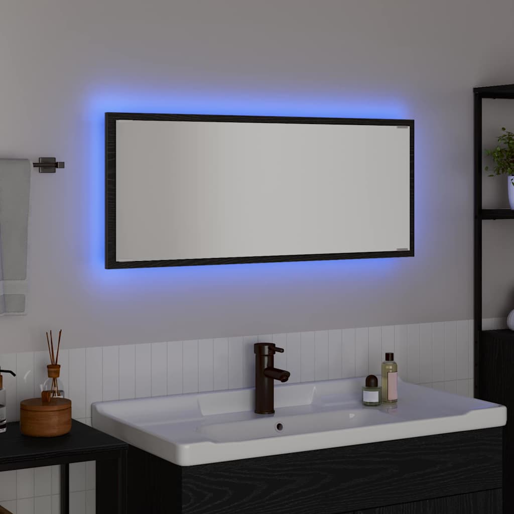 Mirror Black Oak 90 x 8.5 x 37 cm Engineered Wood