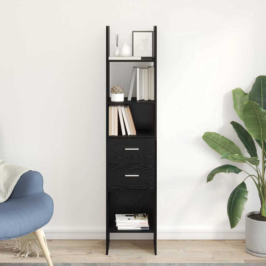 Book Cabinet 2-Tier 40 x 35 x 180 cm Engineered Wood Black oak