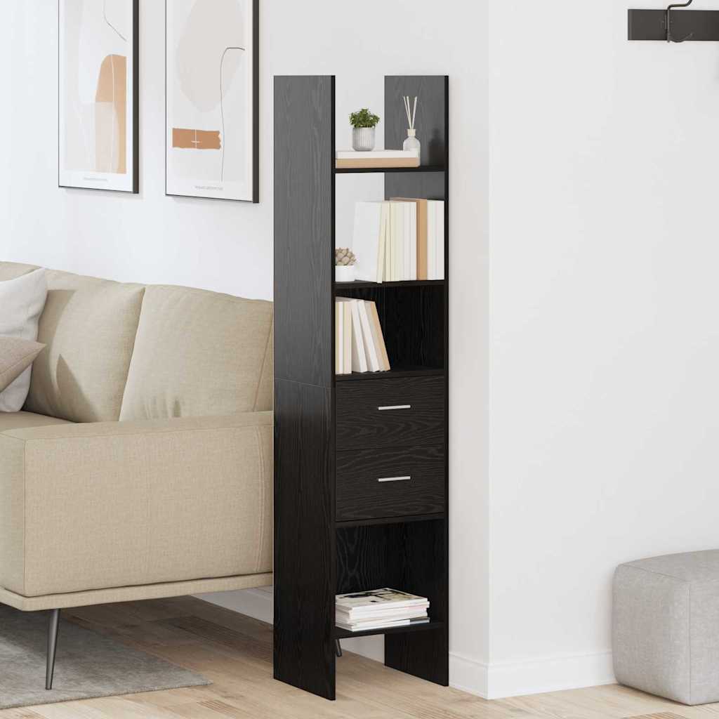 Book Cabinet 2-Tier 40 x 35 x 180 cm Engineered Wood Black oak