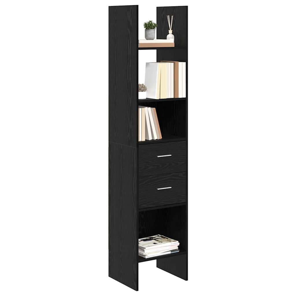 Book Cabinet 2-Tier 40 x 35 x 180 cm Engineered Wood Black oak