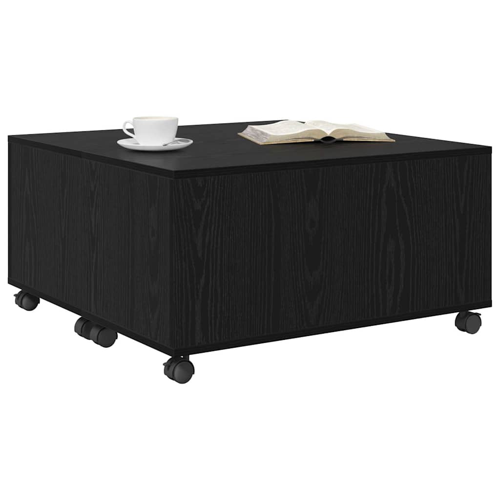 Coffee Table Black Oak 75 x 75 x 38 cm Engineered Wood