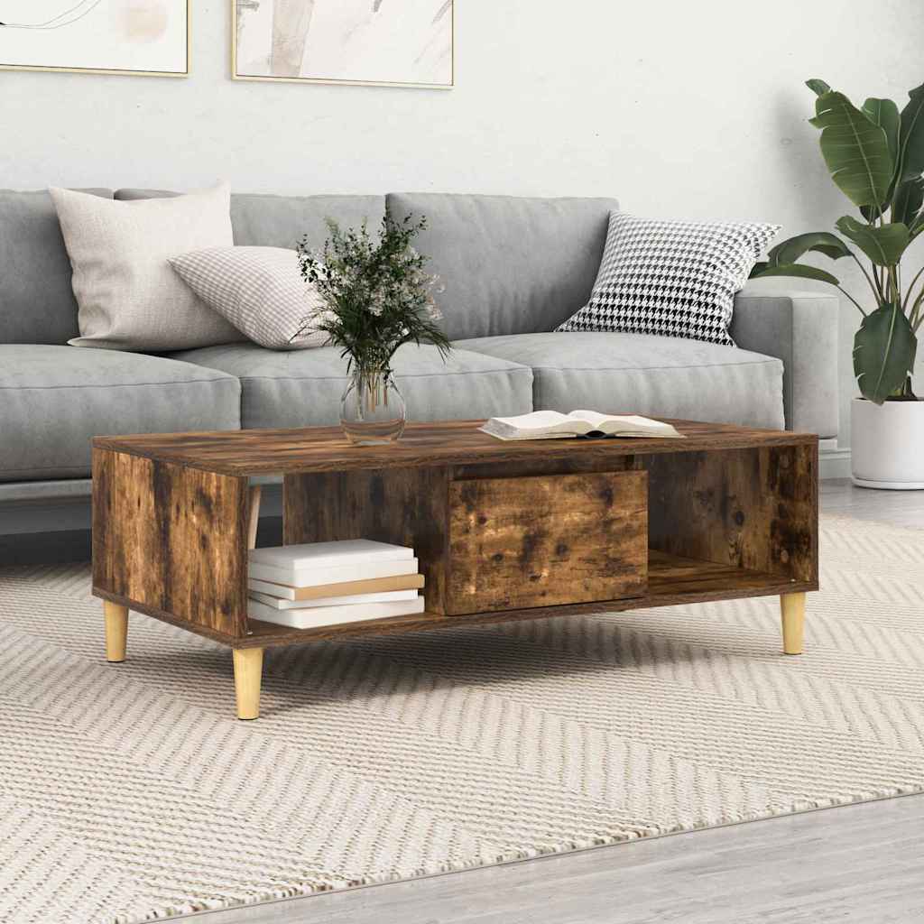 Coffee Table Smoked Oak 102 x 55 x 35 cm Engineered Wood