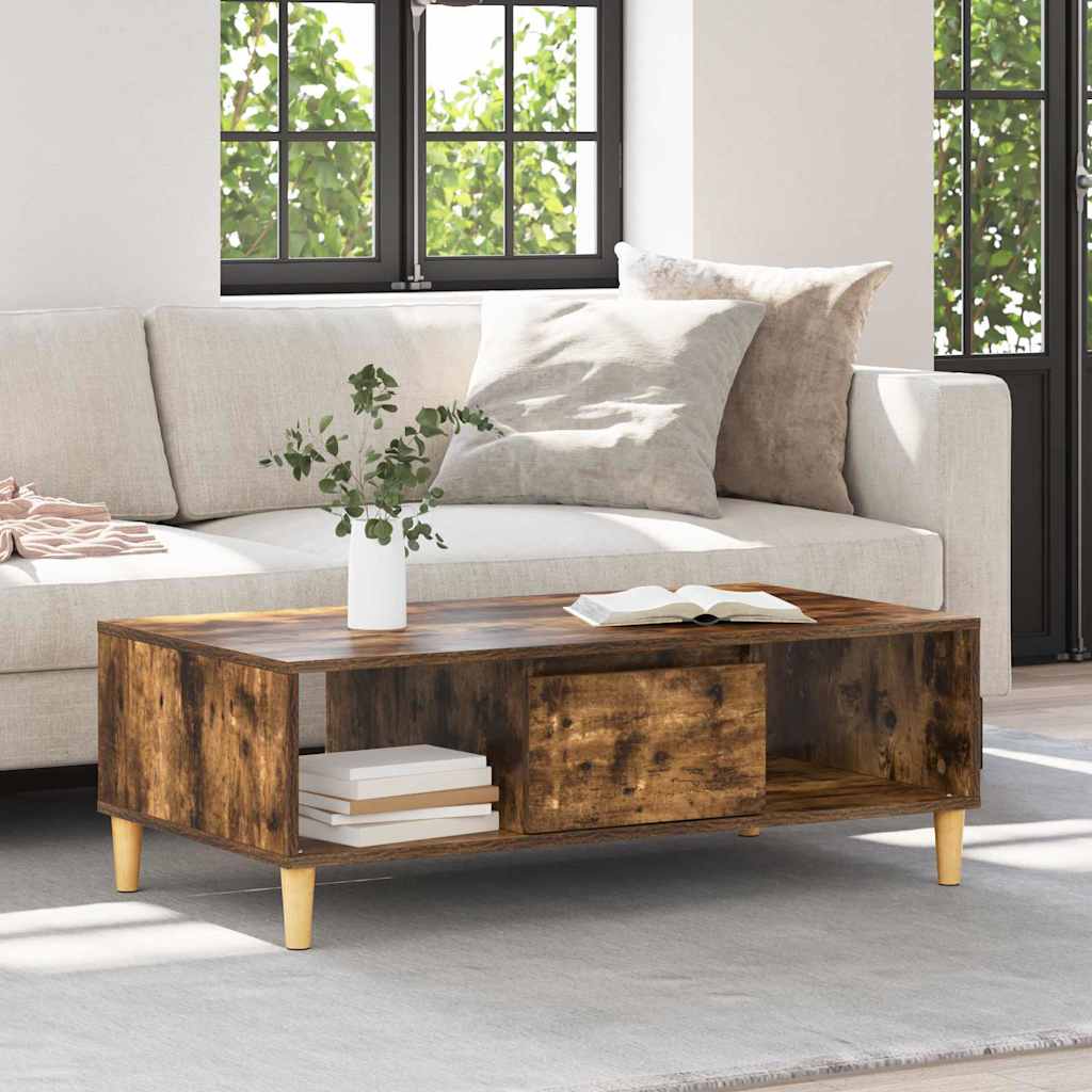 Coffee Table Smoked Oak 102 x 55 x 35 cm Engineered Wood