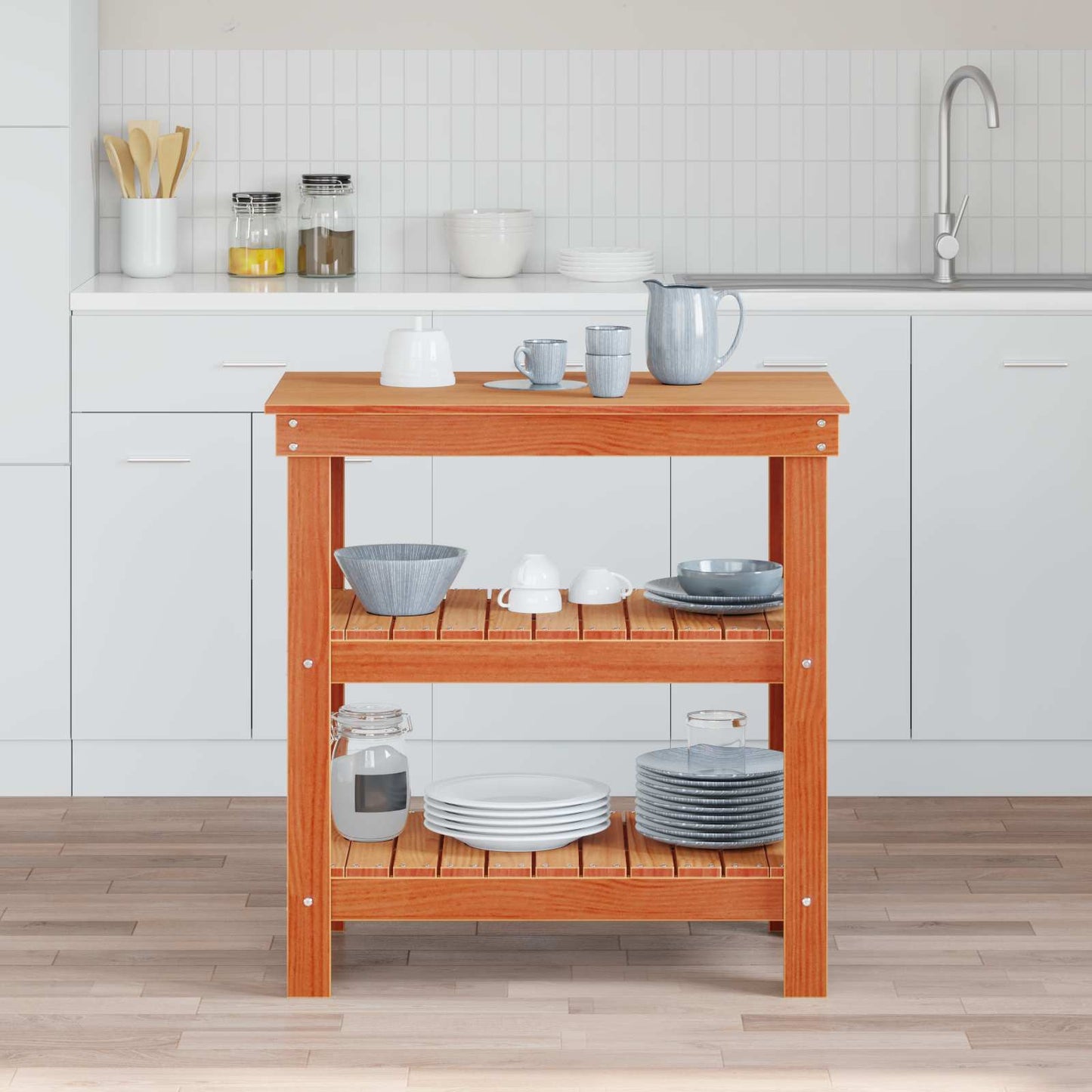 Work Bench Wax Brown 78.5 x 50 x 80 cm Solid Pine Wood