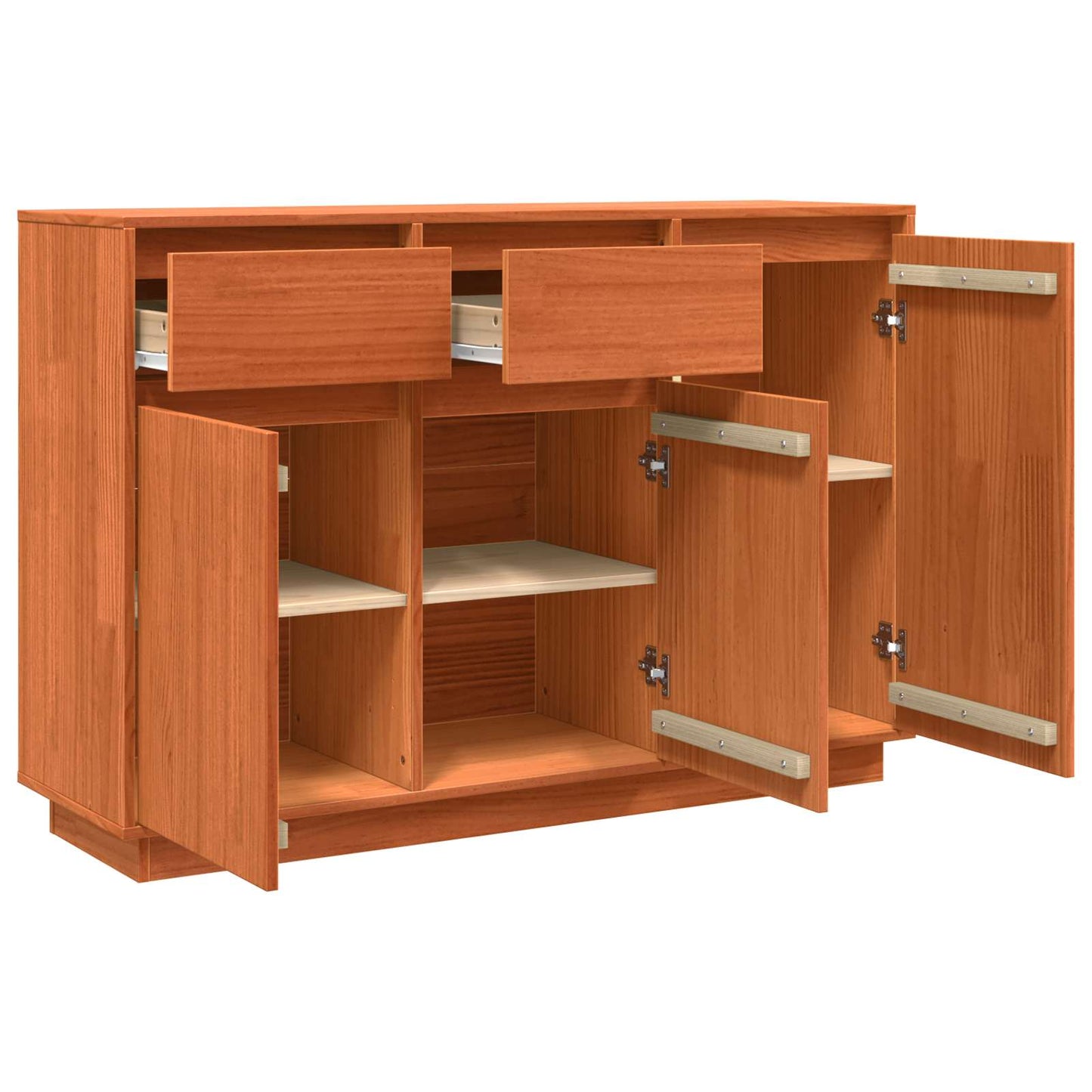 Sideboard Wax Brown 110 x 34 x 75 cm Solid Pine Wood