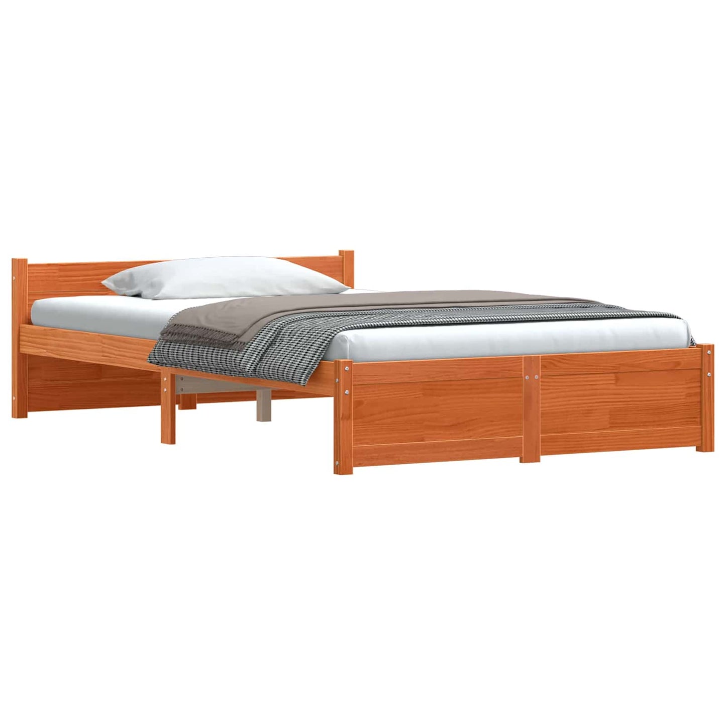 Bed Frame Wax Brown 195.5 x 125.5 x 51 cm Solid Pine Wood