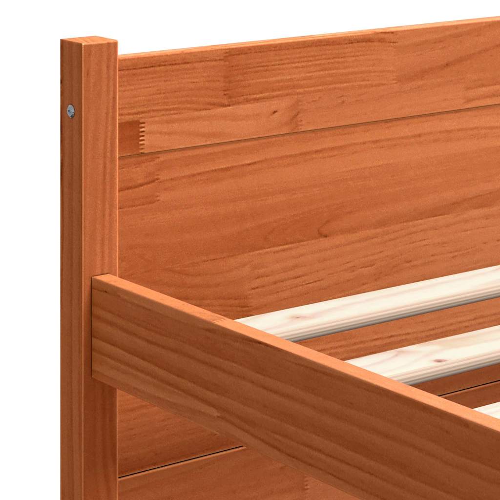 Bed Frame Wax Brown 205.5 x 95.5 x 51 cm Solid Pine Wood