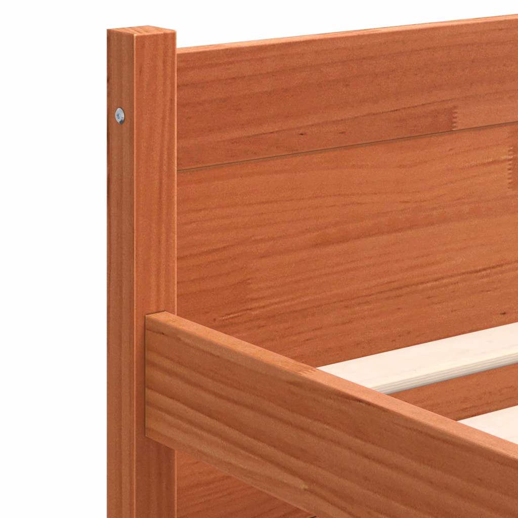 Bed Frame Wax Brown 205.5 x 185.5 x 51 cm Solid Pine Wood