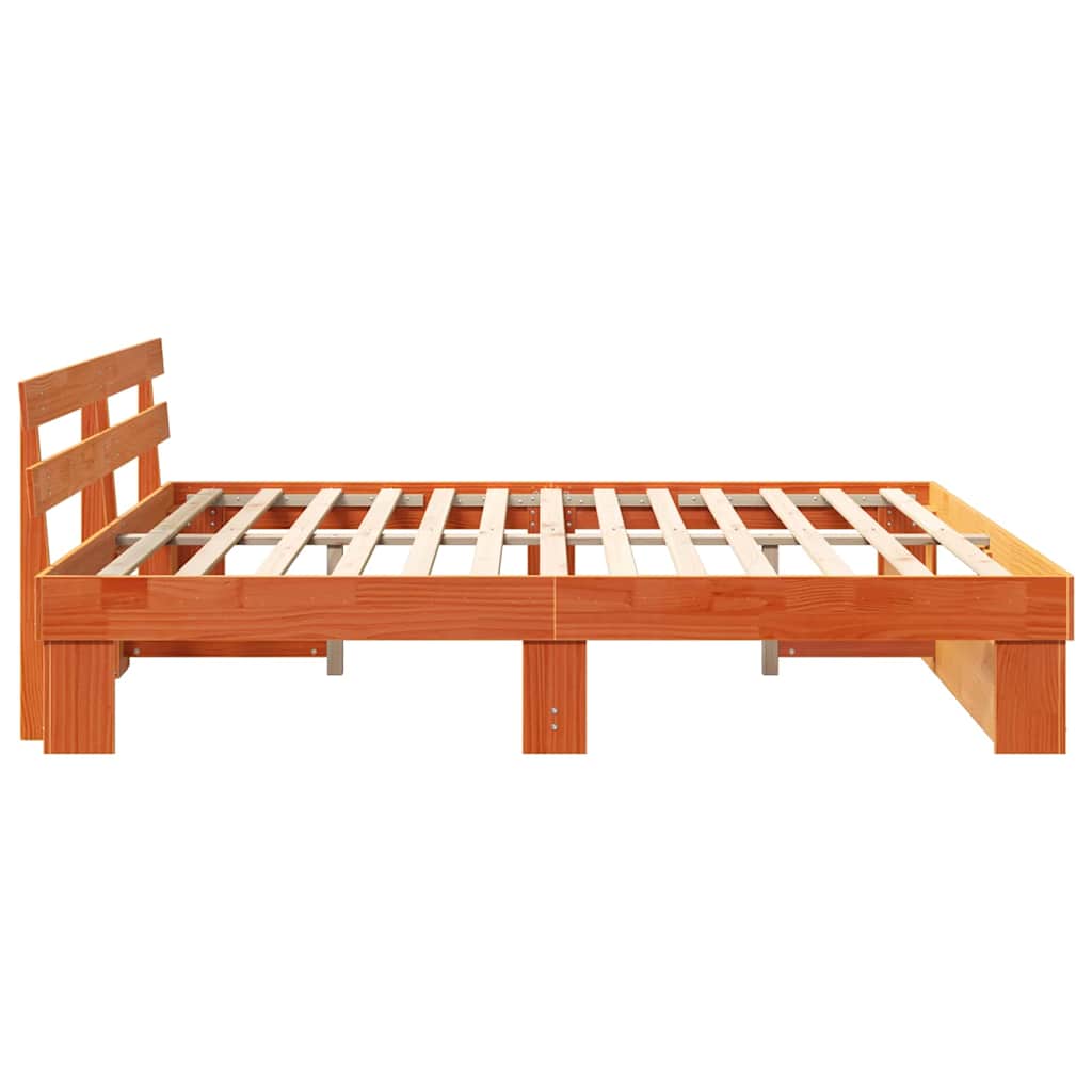Bed Frame with Headboard Brown 200 x 200 cm Solid Pine Wood