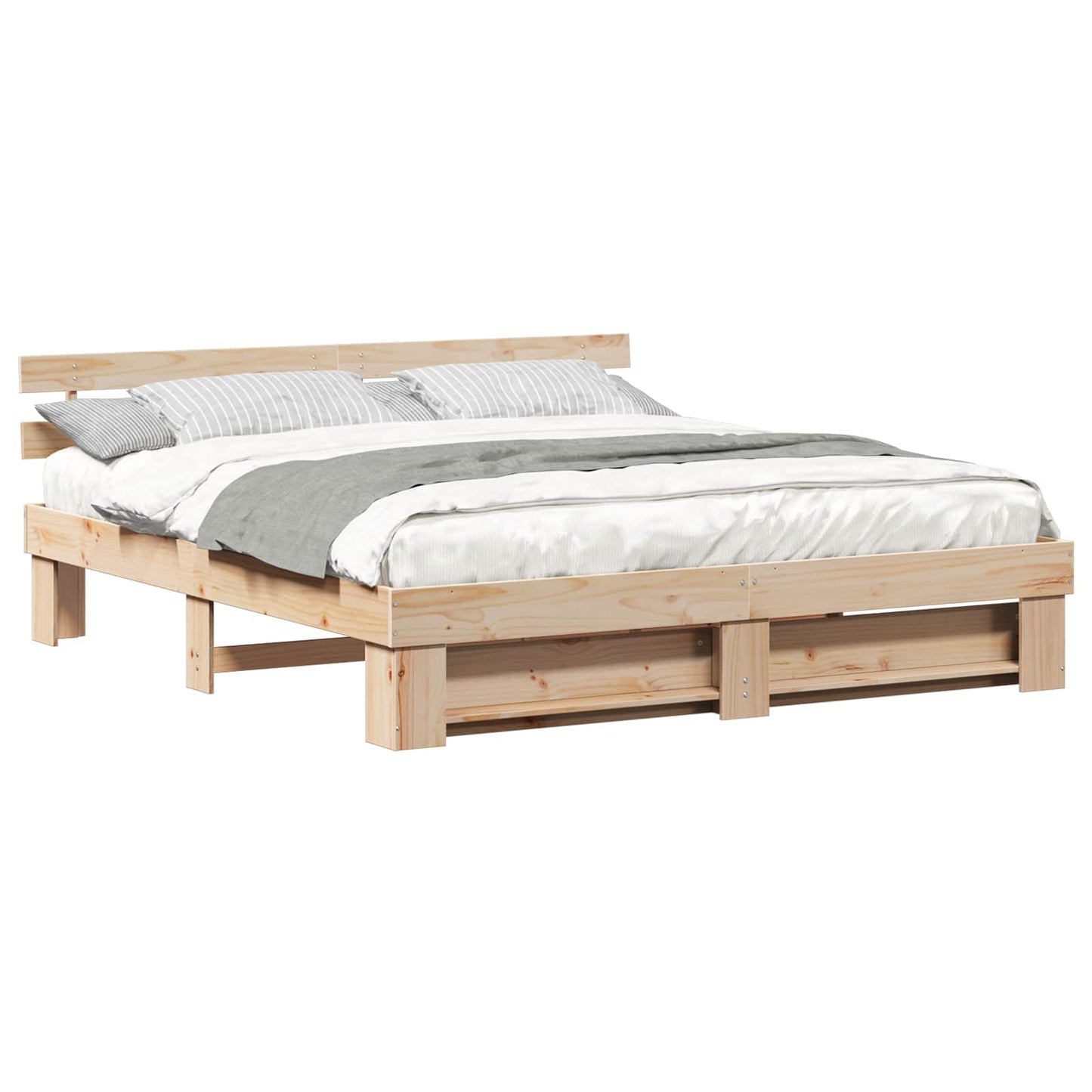 Bed Frame with Headboard Brown 180 x 200 cm Solid Pine Wood