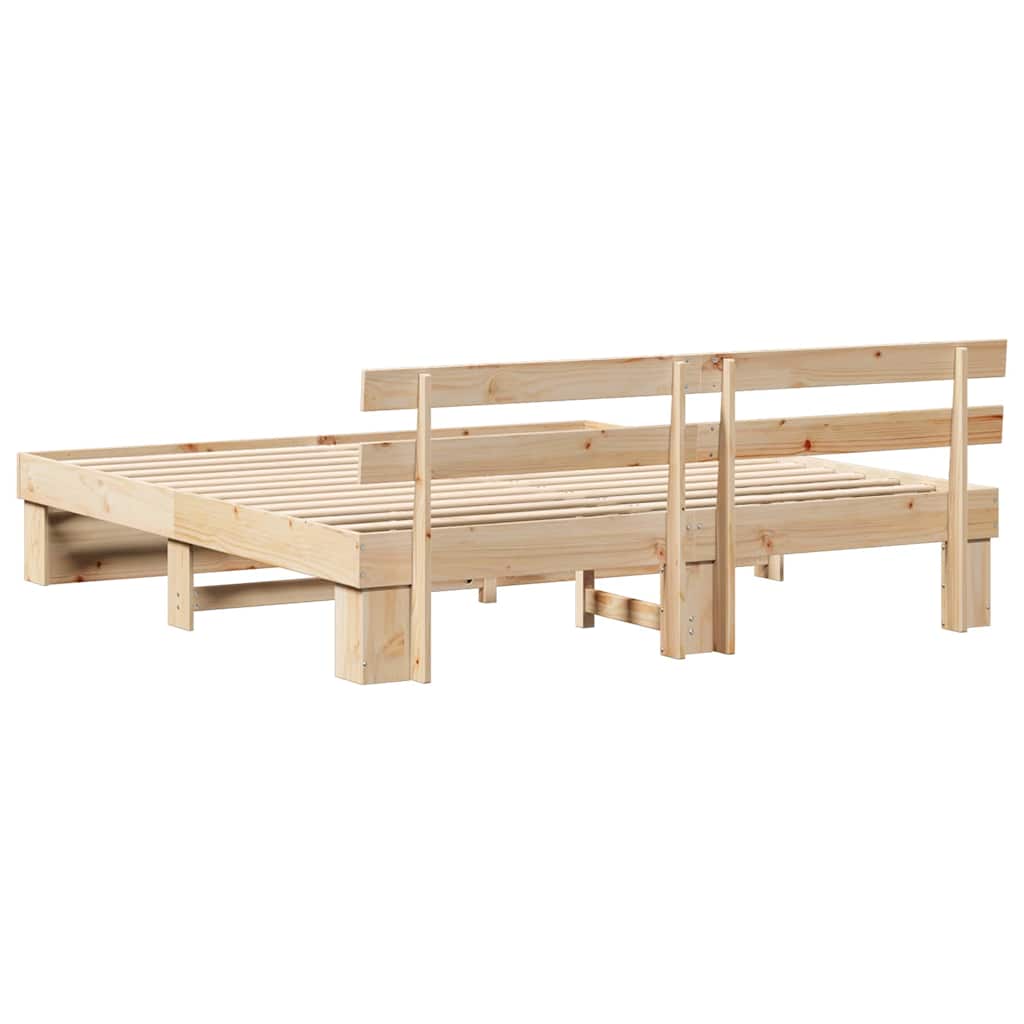 Bed Frame with Headboard Brown 180 x 200 cm Solid Pine Wood