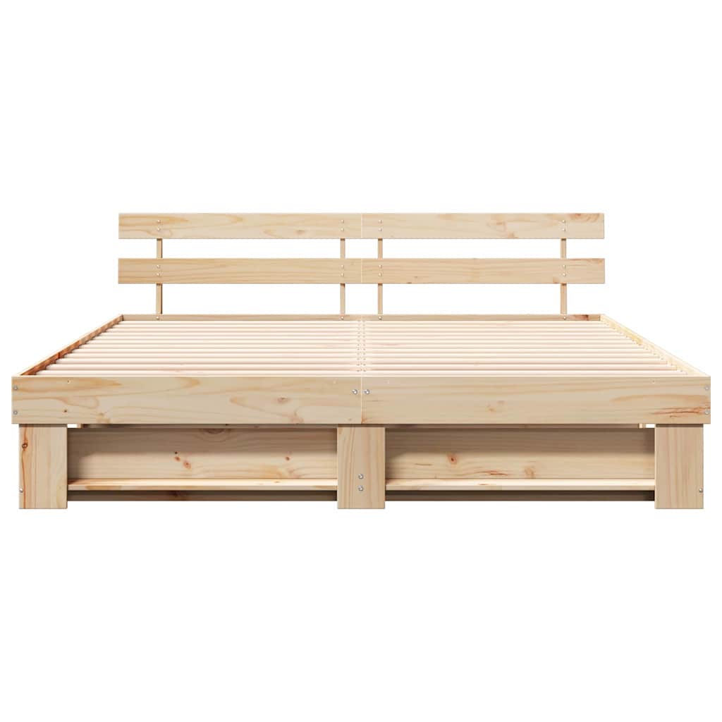 Bed Frame with Headboard Brown 180 x 200 cm Solid Pine Wood