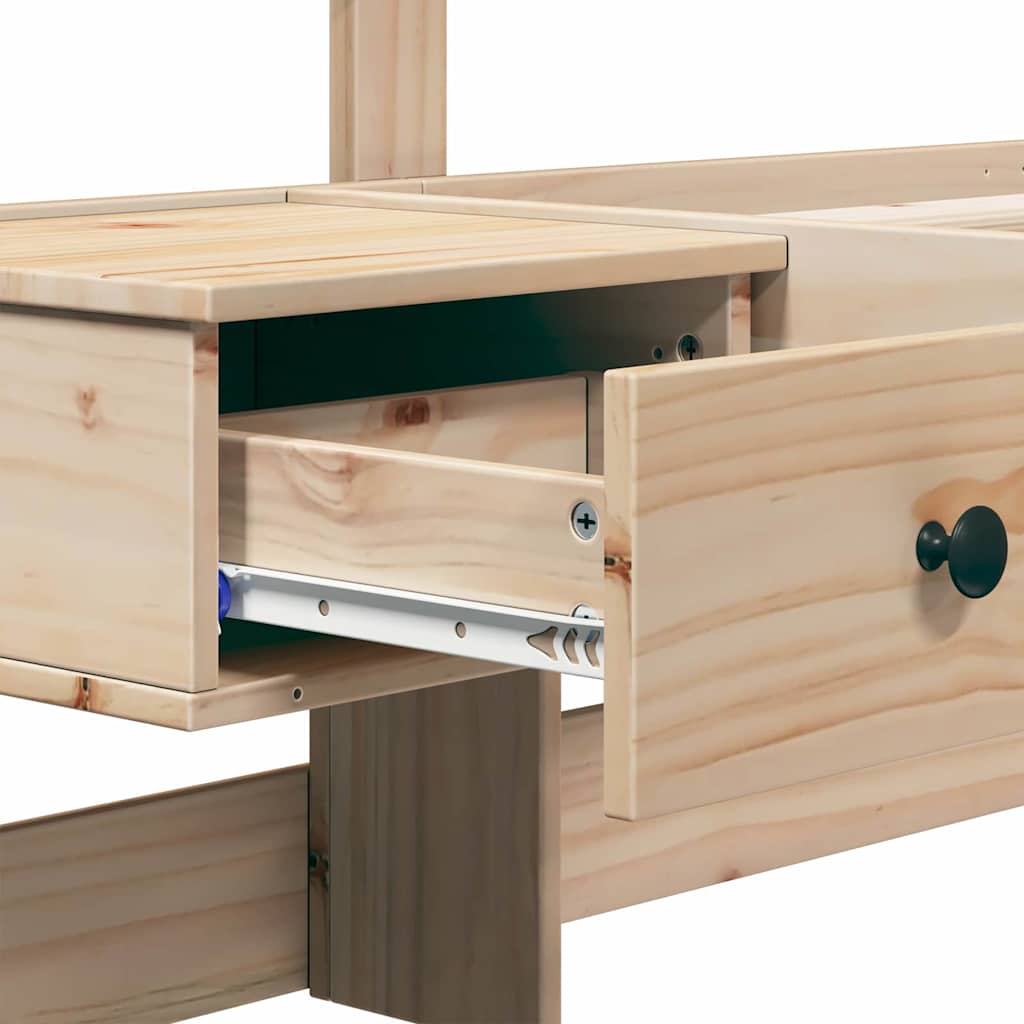 Bed Frame with Headboard Brown 200 x 200 cm Solid Pine Wood