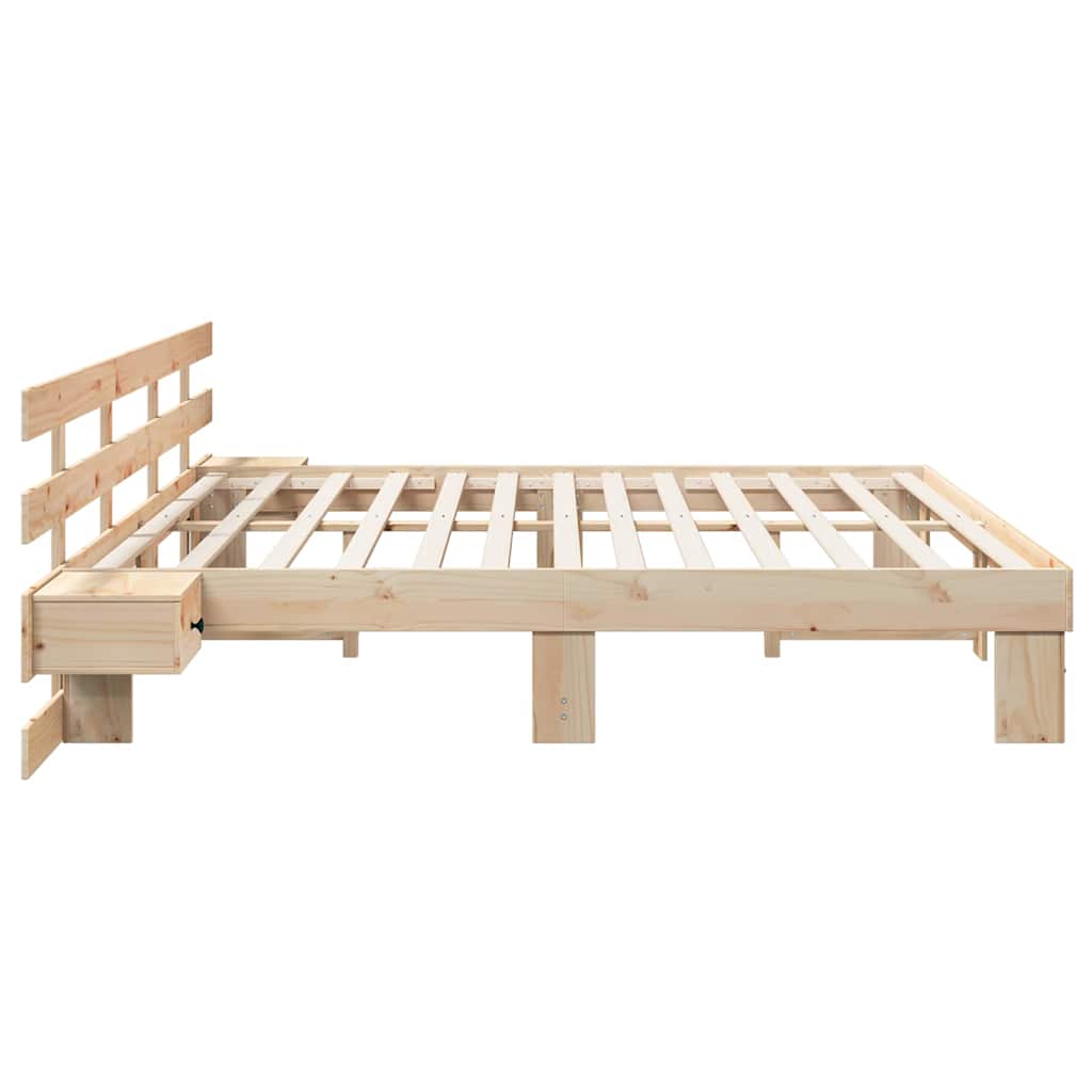 Bed Frame with Headboard Brown 200 x 200 cm Solid Pine Wood