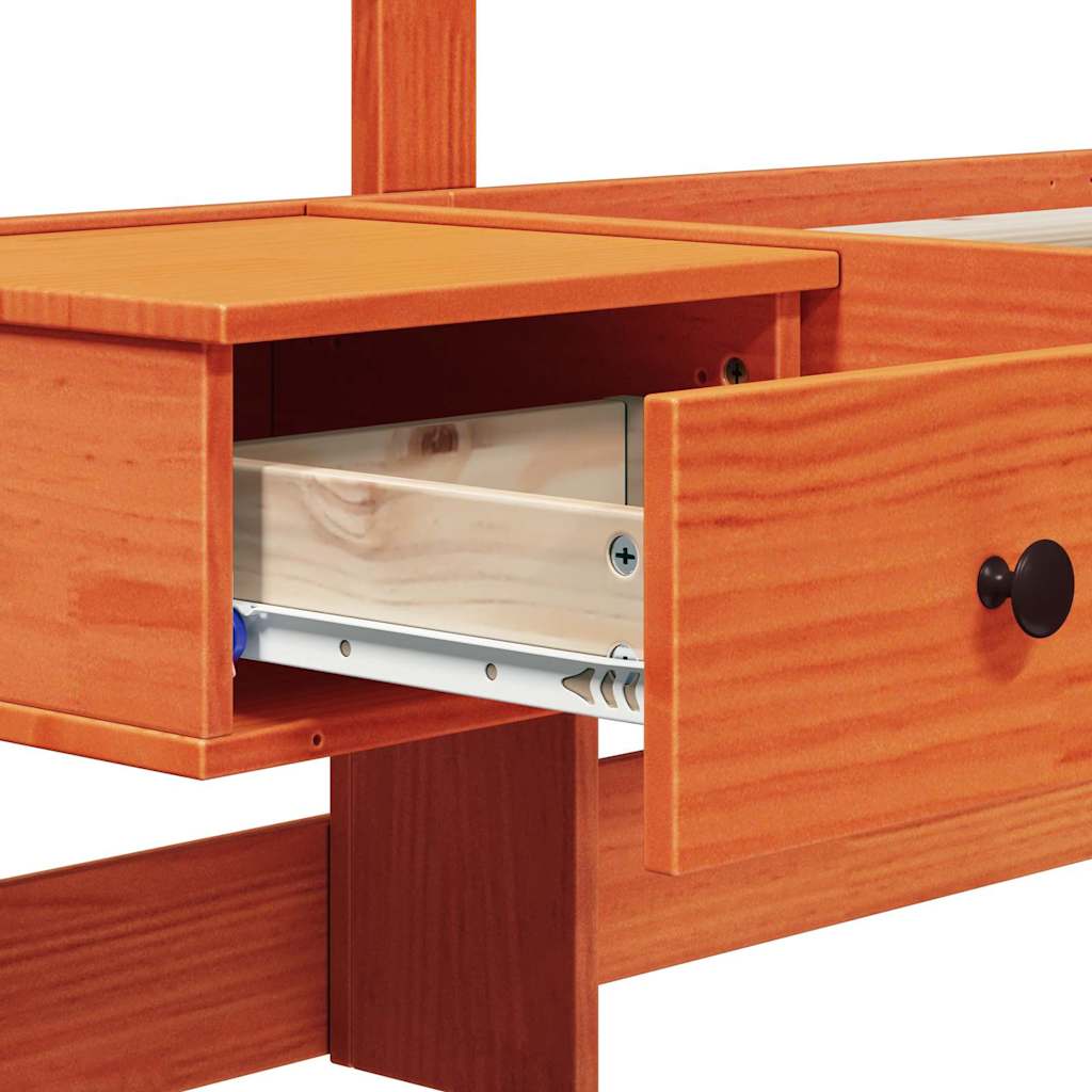 Bed Frame with Headboard Brown 150 x 200 cm Solid Pine Wood