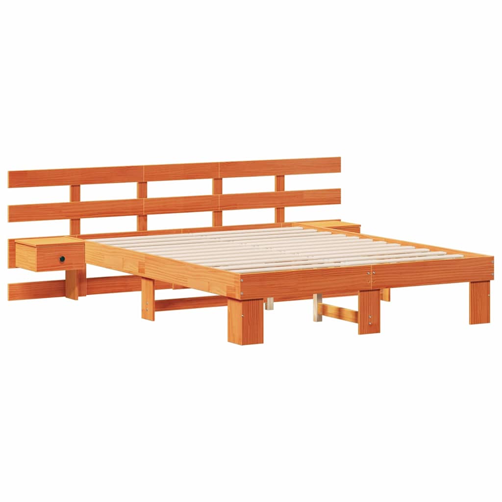 Bed Frame with Headboard Brown 150 x 200 cm Solid Pine Wood