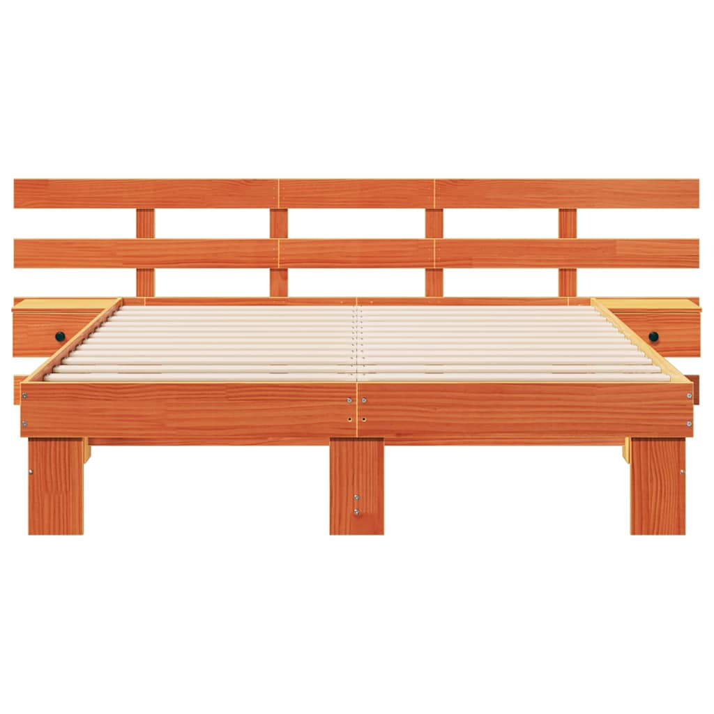 Bed Frame with Headboard Brown 150 x 200 cm Solid Pine Wood