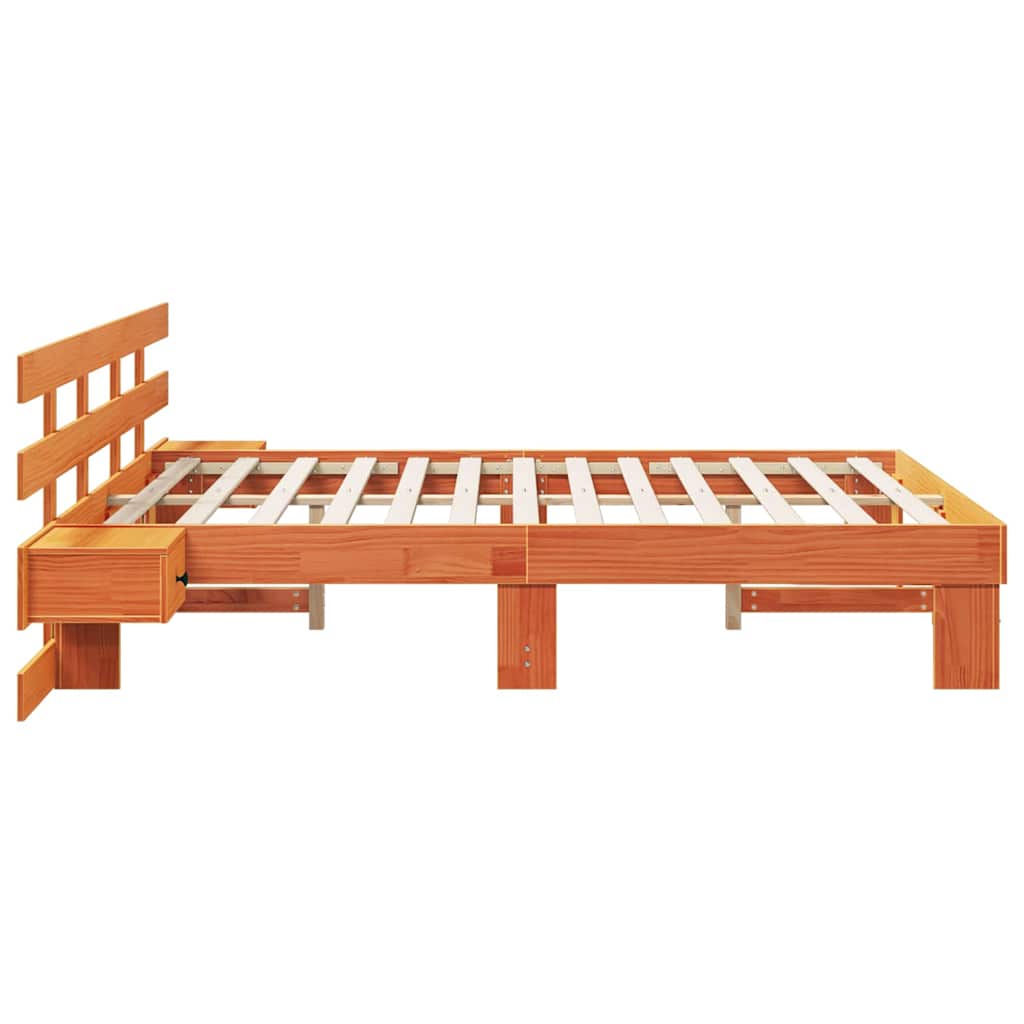 Bed Frame with Headboard Brown 150 x 200 cm Solid Pine Wood