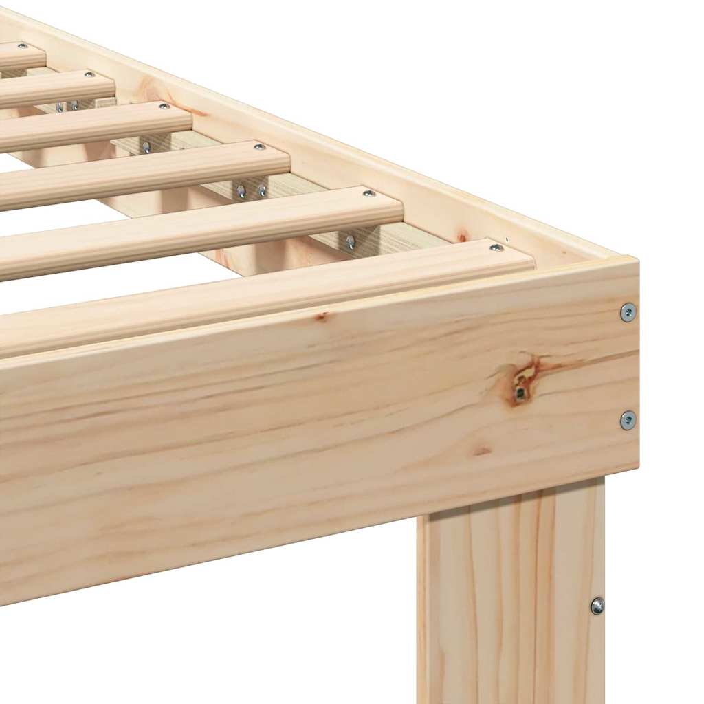 Bed Frame with Headboard Brown 135 x 190 cm Solid Pine Wood