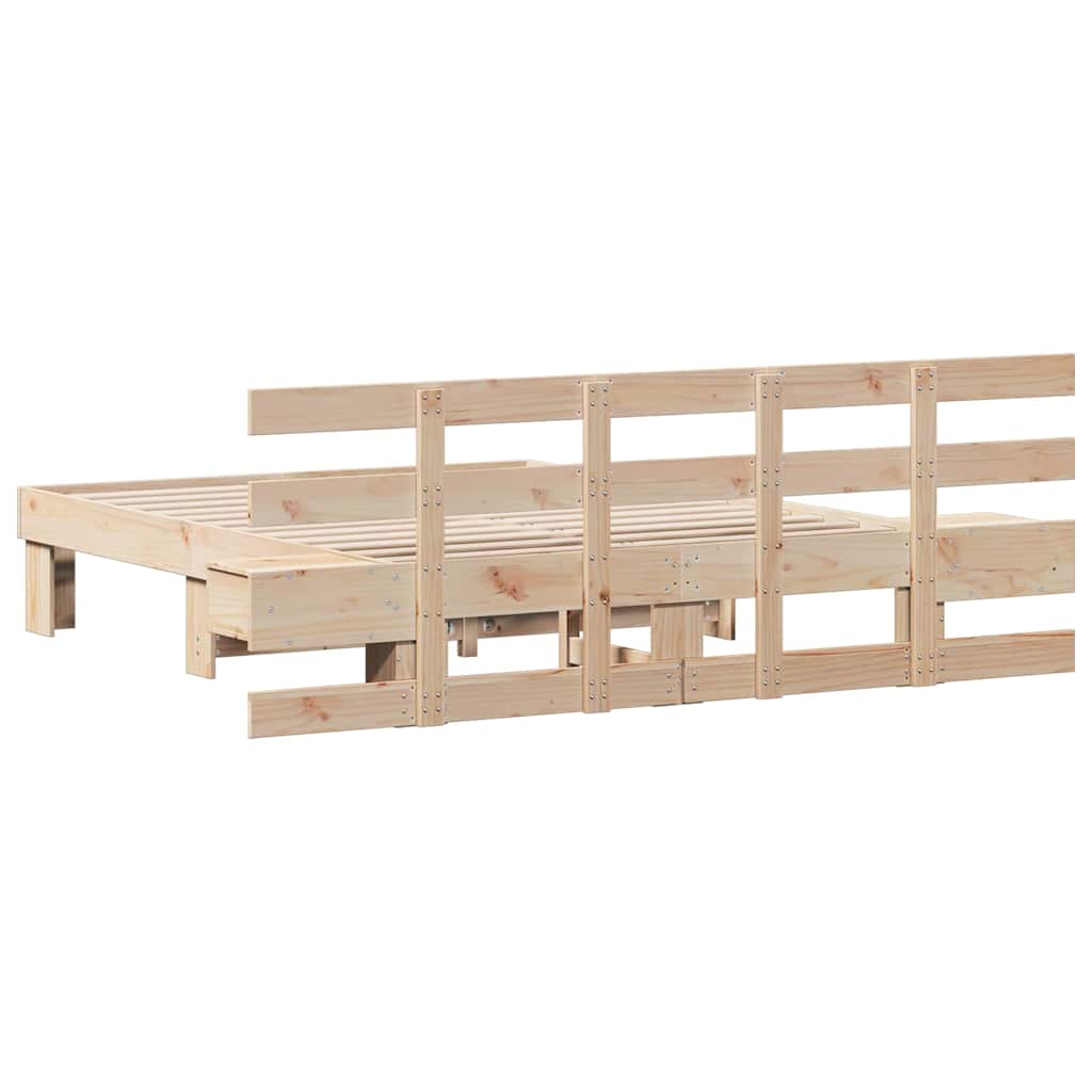 Bed Frame with Headboard Brown 135 x 190 cm Solid Pine Wood