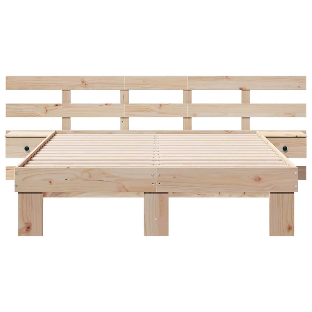 Bed Frame with Headboard Brown 135 x 190 cm Solid Pine Wood