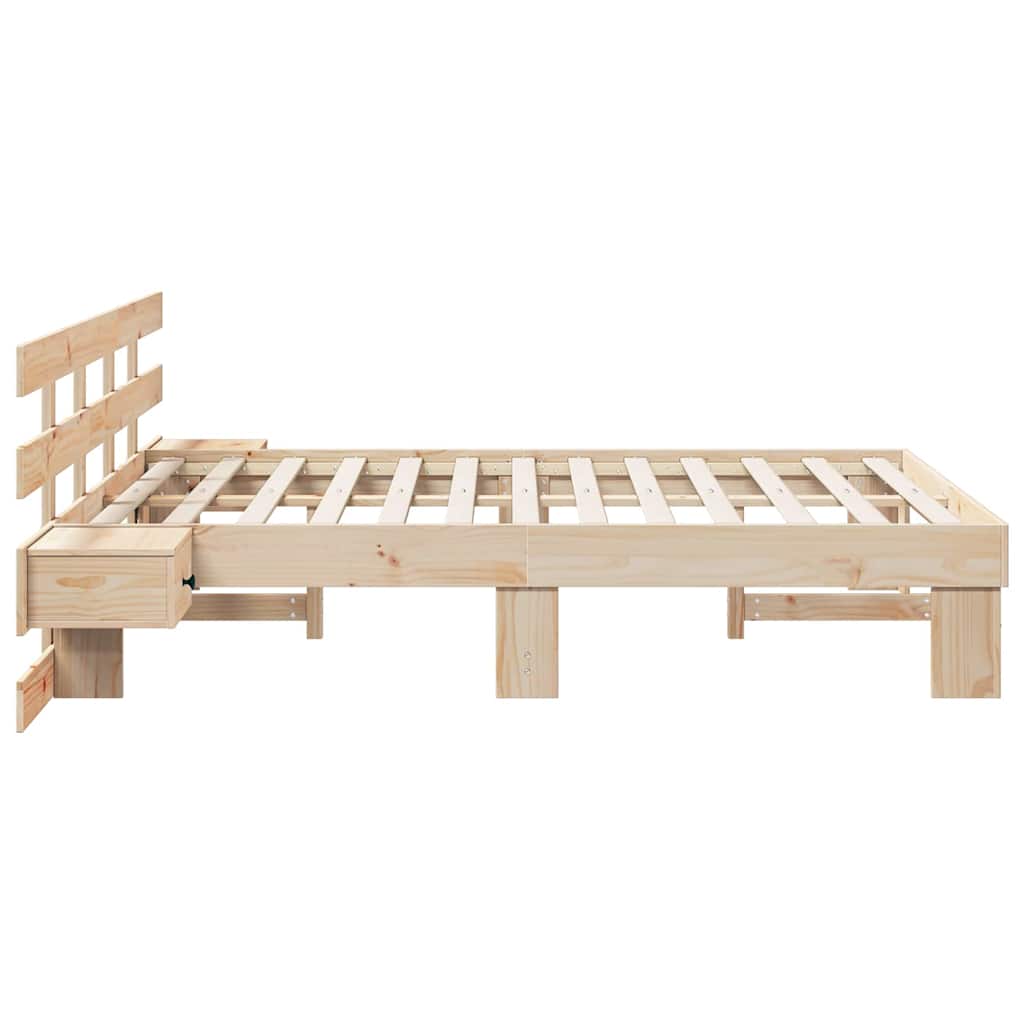 Bed Frame with Headboard Brown 135 x 190 cm Solid Pine Wood