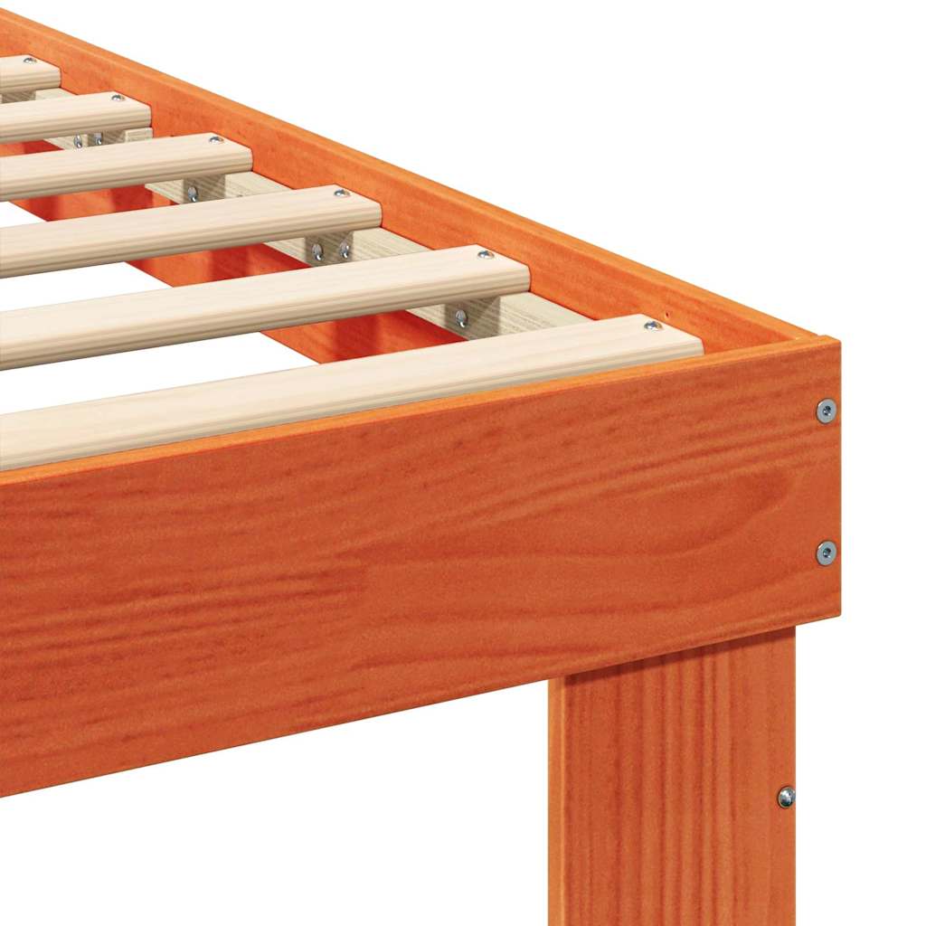 Bed Frame with Headboard Brown 135 x 190 cm Solid Pine Wood