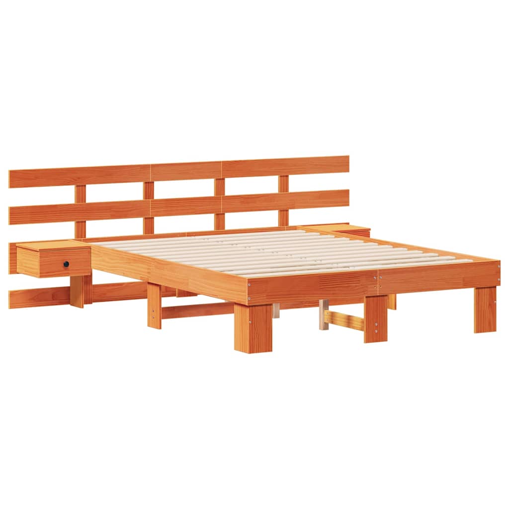 Bed Frame with Headboard Brown 135 x 190 cm Solid Pine Wood