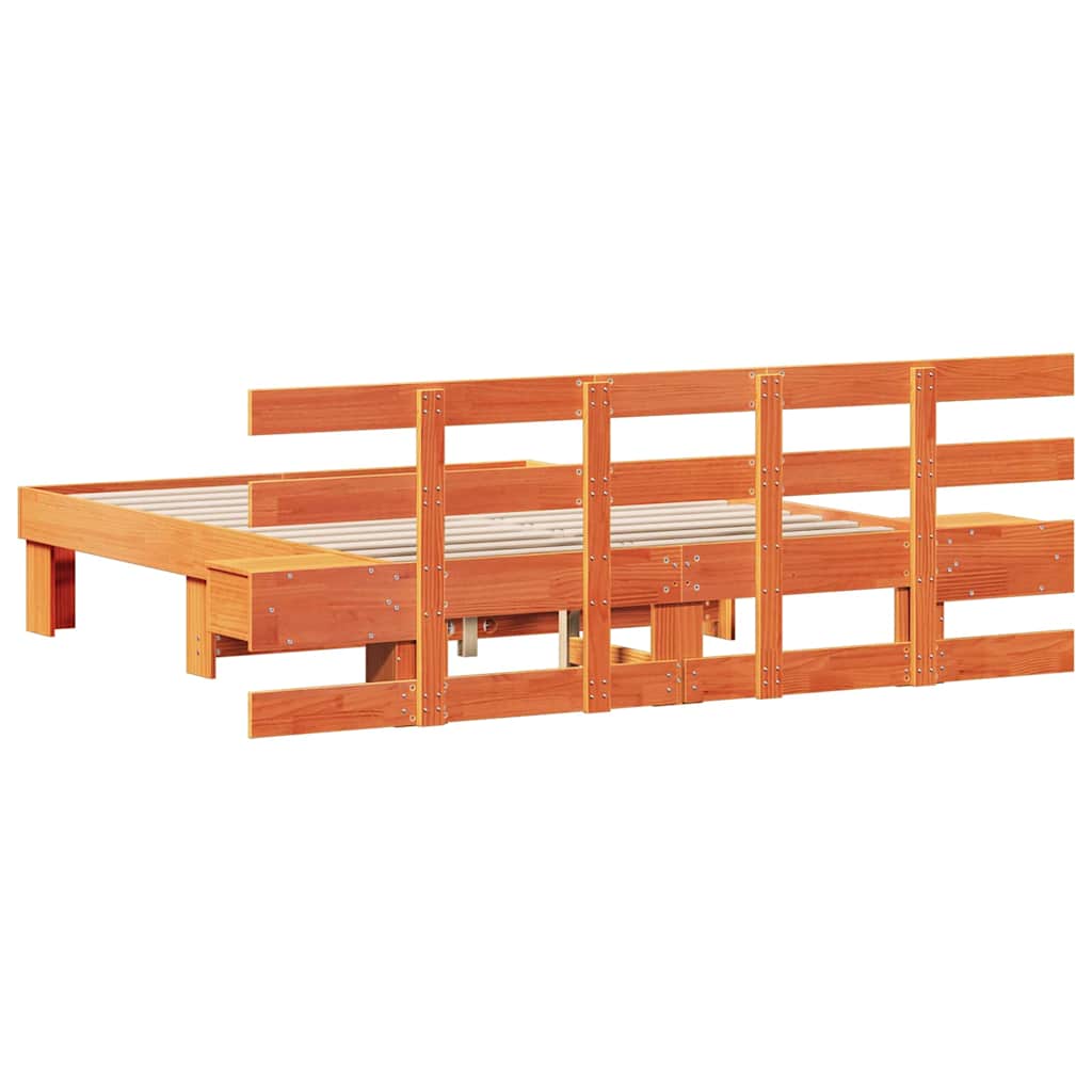 Bed Frame with Headboard Brown 135 x 190 cm Solid Pine Wood