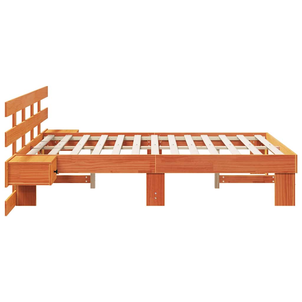 Bed Frame with Headboard Brown 135 x 190 cm Solid Pine Wood